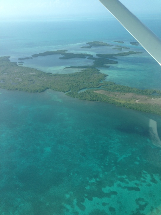 view from the plane flying from Belize City to Ambergris Caye